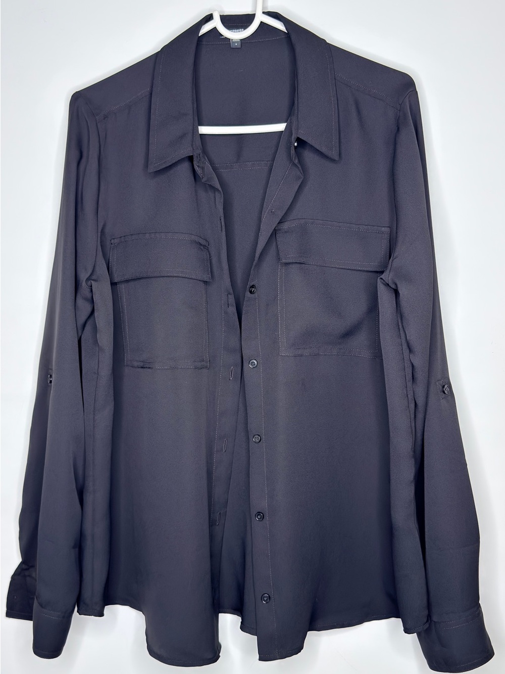 Women’s Twill Double Flap Pocket Rolled Sleeve Utility Portofino Shirt Small